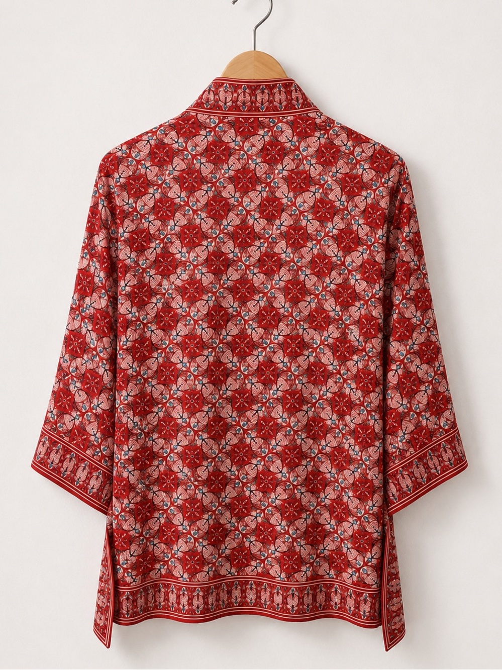 Max Studio Bohemian Red Oversized Floral Printed Two Piece Flowy Loungewear Set - Picture 5 of 8